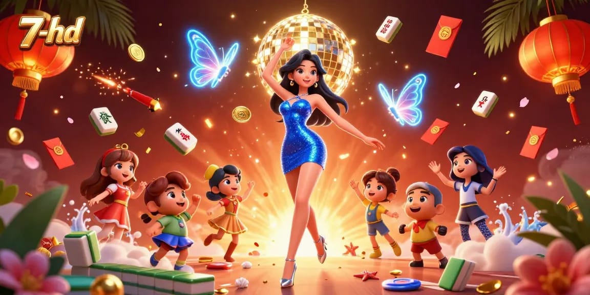 Experience thrilling wins with 7-hd's vibrant casino scene featuring dynamic characters and festive elements.