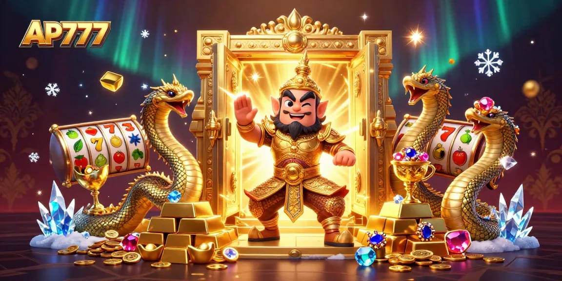 Experience the thrill with AP777's vibrant casino scene featuring exciting slot games and treasures.