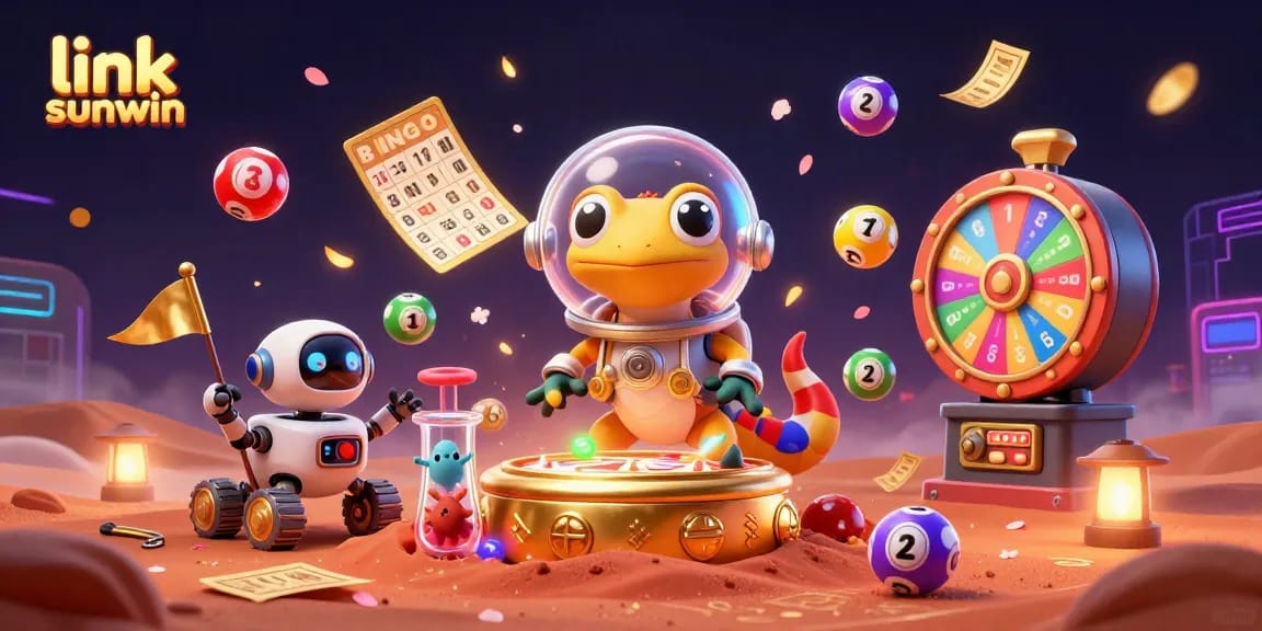 Spin to win with the vibrant link sunwin-themed casino illustration showcasing games and excitement.
