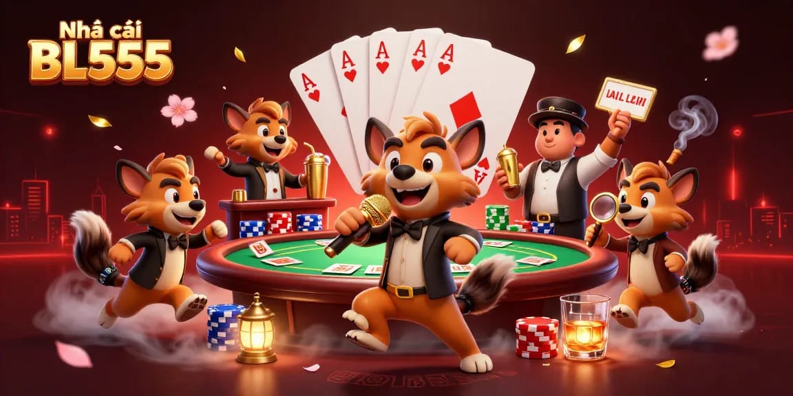 Join the fun at Nhà cái BL555, where lively hyenas entertain while you play poker and win big!