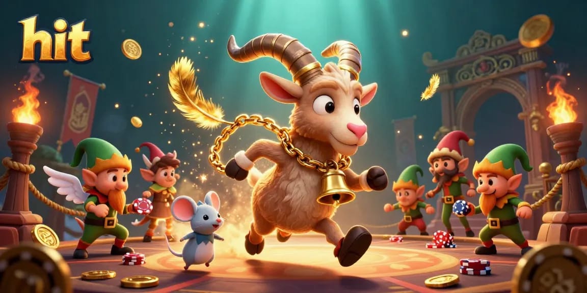 Hit the jackpot with a festive 3D scene featuring Krampus, an angel mouse, and mischievous gremlins.