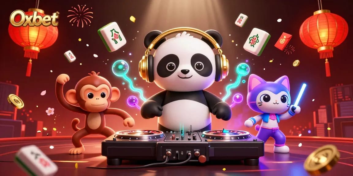 Engage with Oxbet through gaming adventures in this vibrant, dynamic casino-themed illustration.