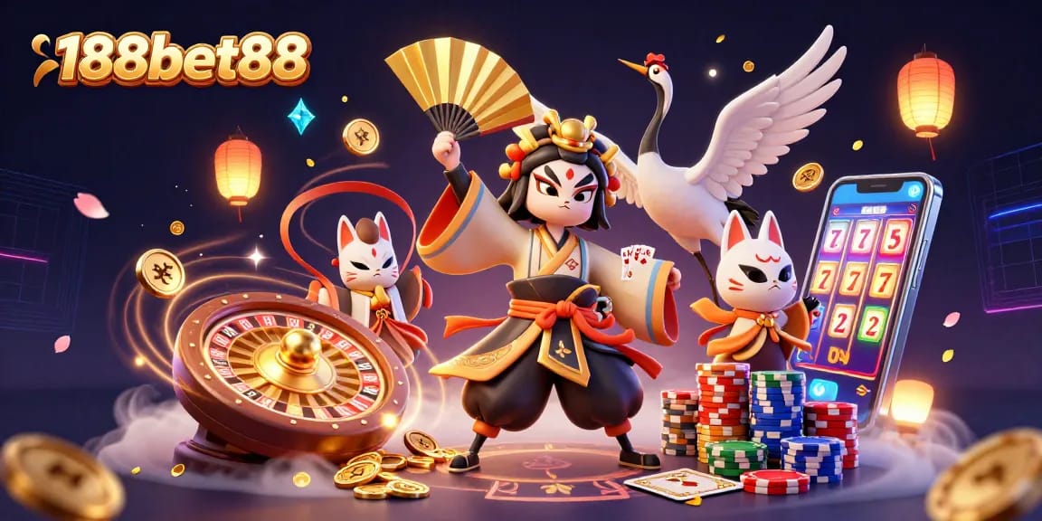 Experience the thrill of winning big at 188bet88 with vibrant casino visuals and dynamic game elements.