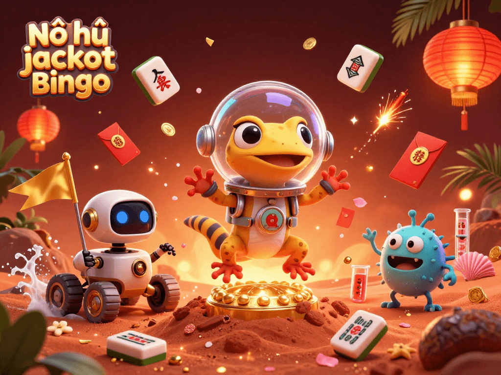 Nổ hũ jackpot bingo thrills players with cinematic visuals in a 3D animated scene.