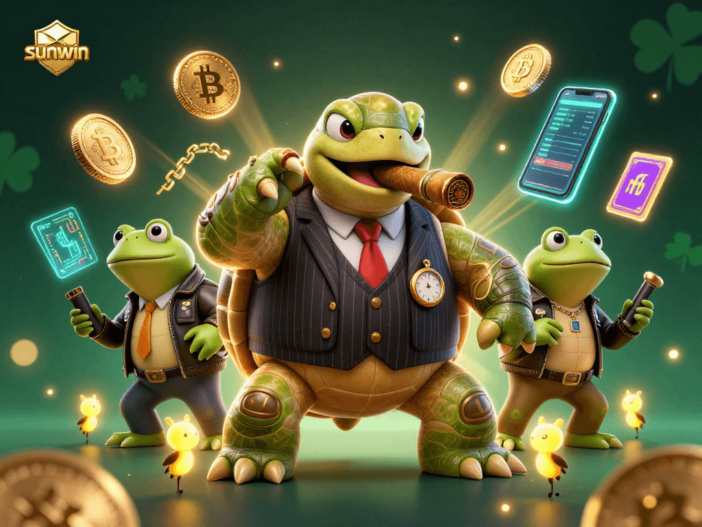 Engage in exciting games with sunwin featuring iconic cartoon characters in a vibrant casino setting.