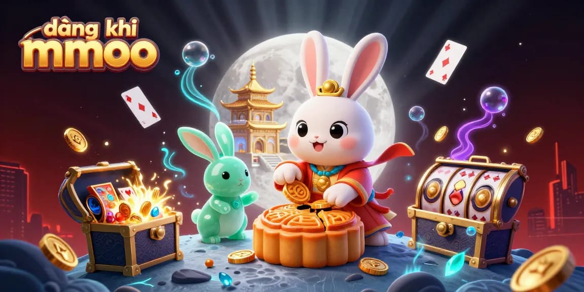 Experience đăng ký mmoo with golden poker chips revealed from mooncakes, dynamic casino animation.