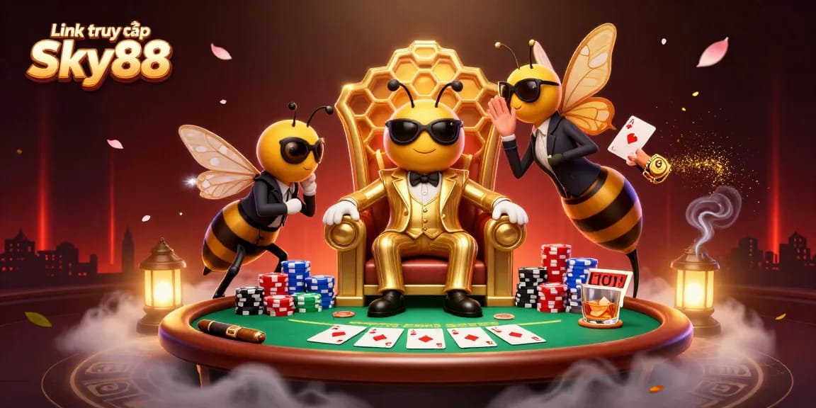 Engage with Link truy cập Sky88 at this vibrant casino scene featuring strategic gaming elements.