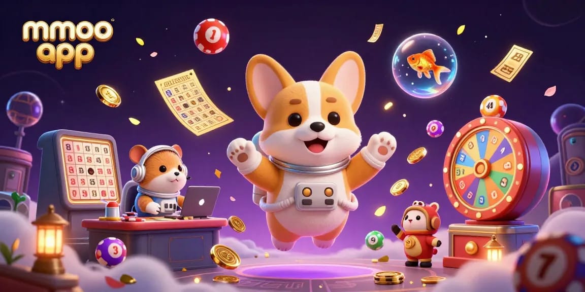 Experience the exciting mmoo app casino world with a vibrant 3D illustration featuring animated characters and gaming elements.