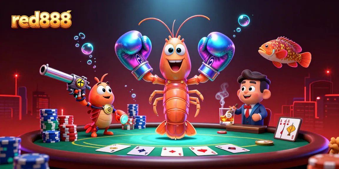 Experience the thrill of poker at red888 with a vibrant underwater casino scene.