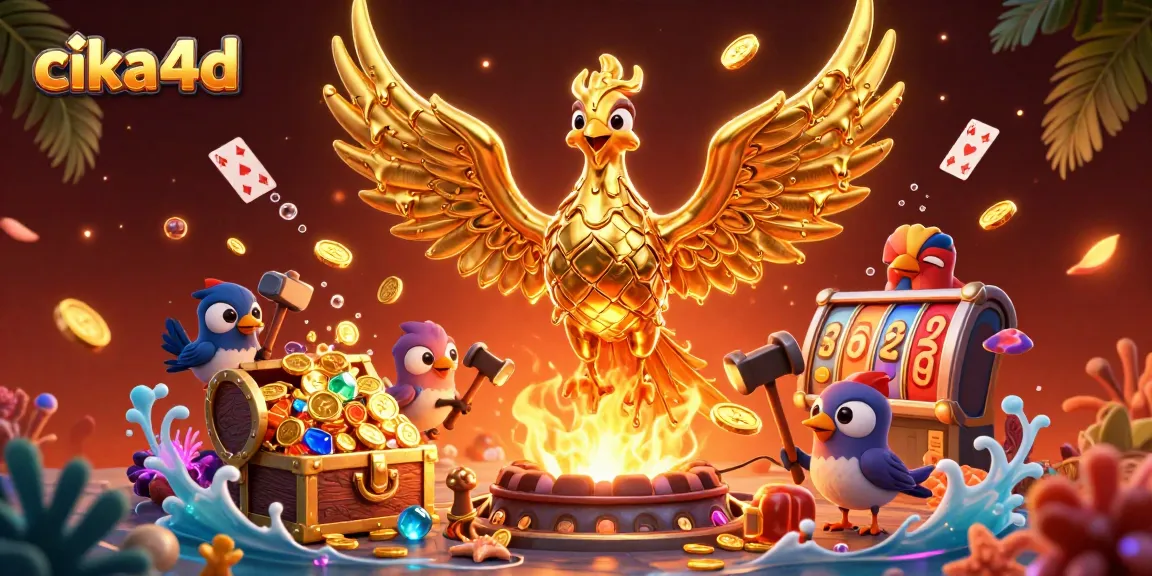 Experience thrills with cika4d as molten gold phoenix symbolizes winning in slot games.