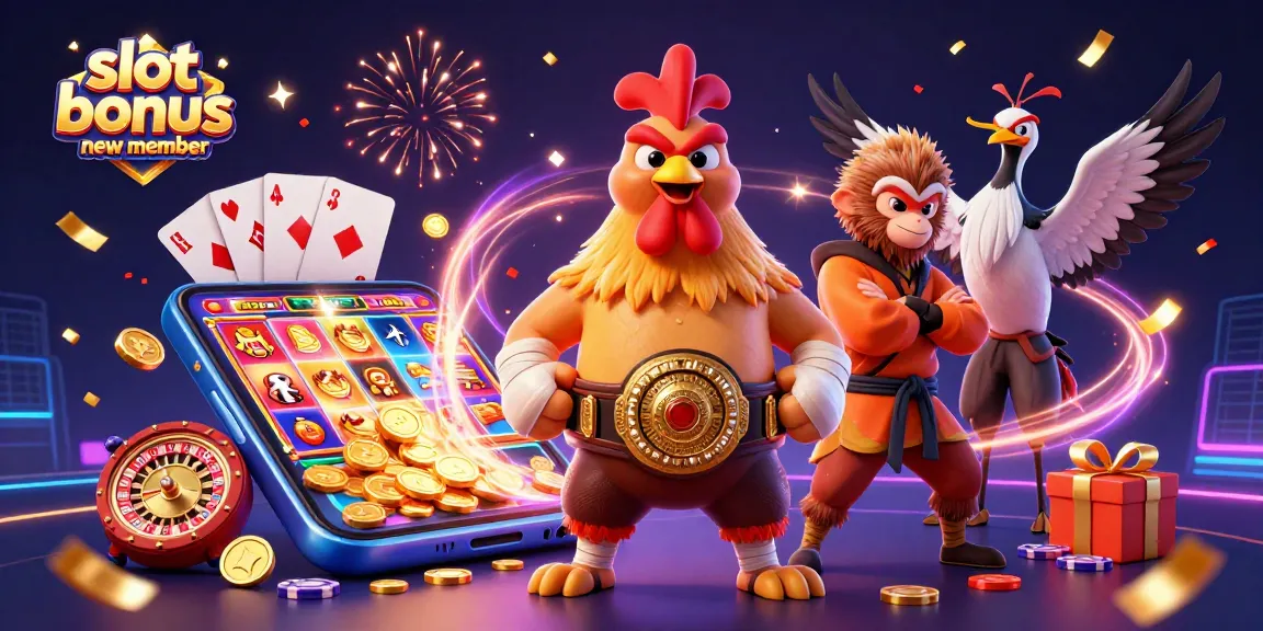 Engage with exciting slot bonus new member offers in a vibrant 3D casino scene.
