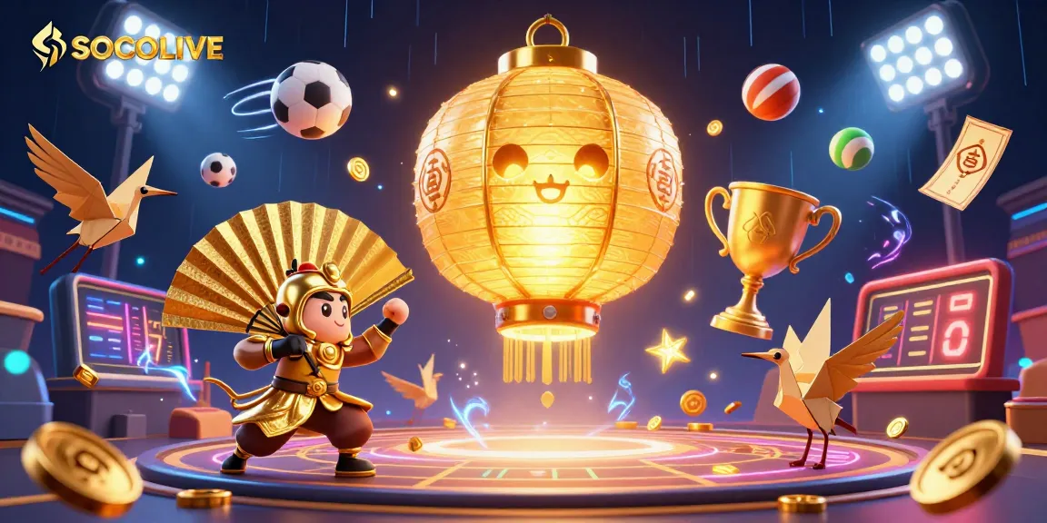 SOCOLIVE delivers vibrant sports betting action with dynamic elements and a stunning golden lantern spirit.