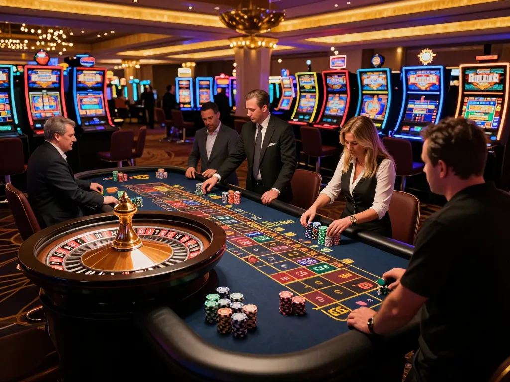 Engaging roulette gameplay at Fabet casino with players excitedly placing bets and a spinning wheel.
