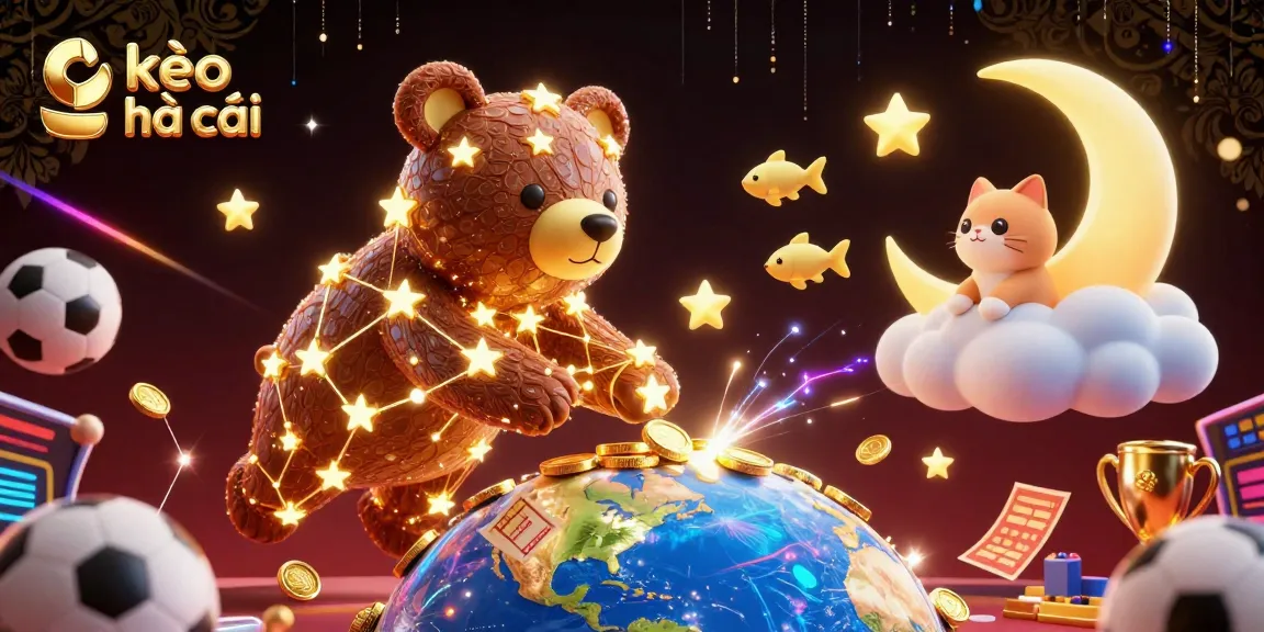 Experience kèo nhà cái through vibrant sports betting elements in a dynamic 3D illustrated scene.