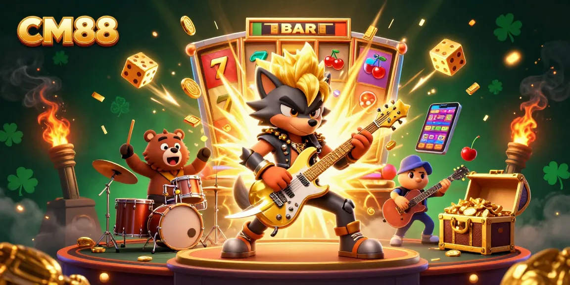 Experience thrilling gameplay with CM88's dazzling 3D casino scene featuring electrifying characters and slot machines.