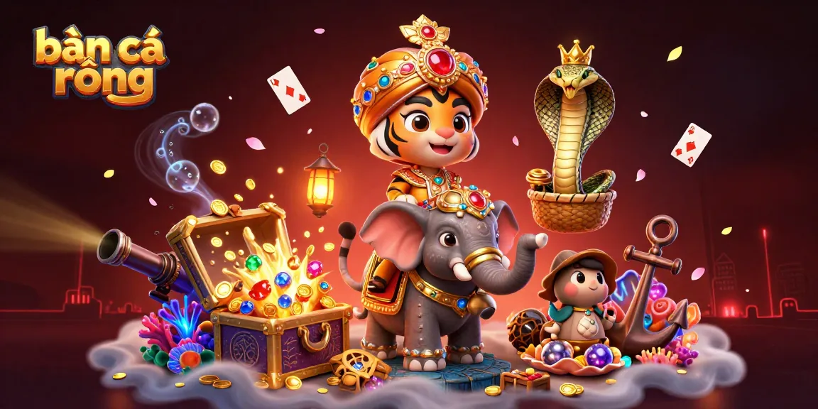 Engage in bắn cá rồng with a vibrant underwater scene featuring a majestic tiger and elephant.