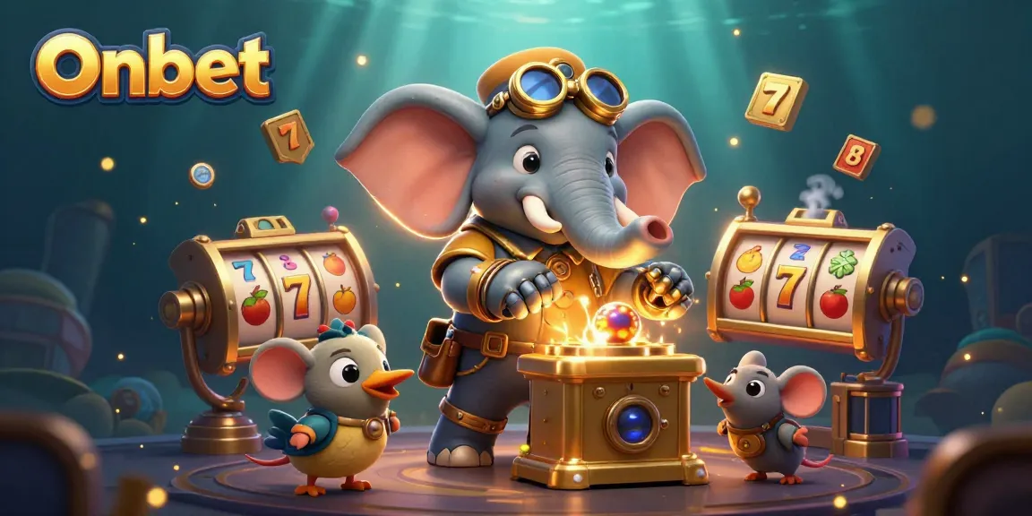 Engage with Onbet's thrilling slot experience through a vibrant steampunk-themed scene.