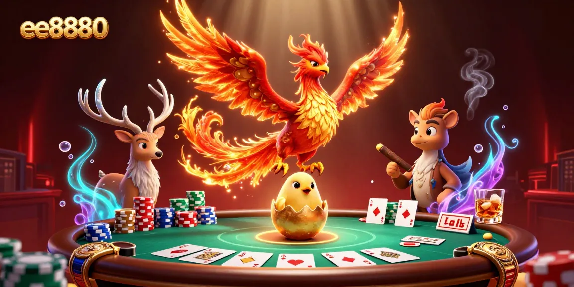 Experience thrilling gameplay at ee8880 with poker tables, vibrant characters, and rich casino elements.