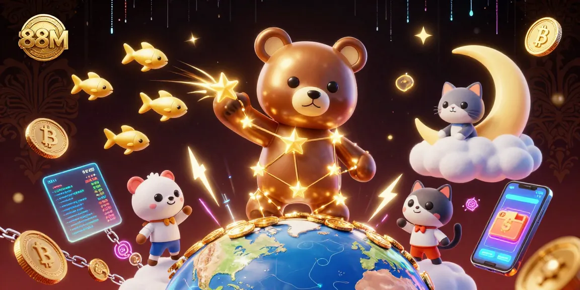 Experience thrilling wins with 88M's dynamic casino games illustrated in a vibrant cosmic scene.