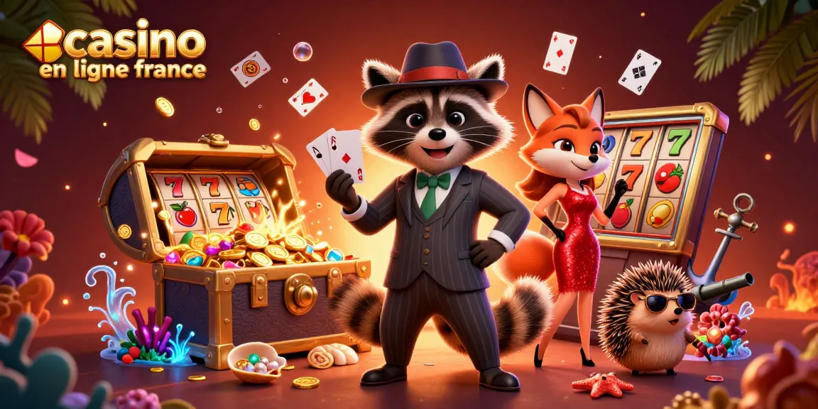 Découvrez l'excitation du casino en ligne France avec un charmant raton laveur et ses amis au milieu d'éléments riches de machines à sous.