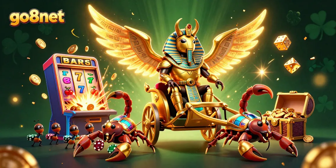 Win big at go8net with an ultra-detailed 3D casino scene featuring vibrant characters and explosive elements.