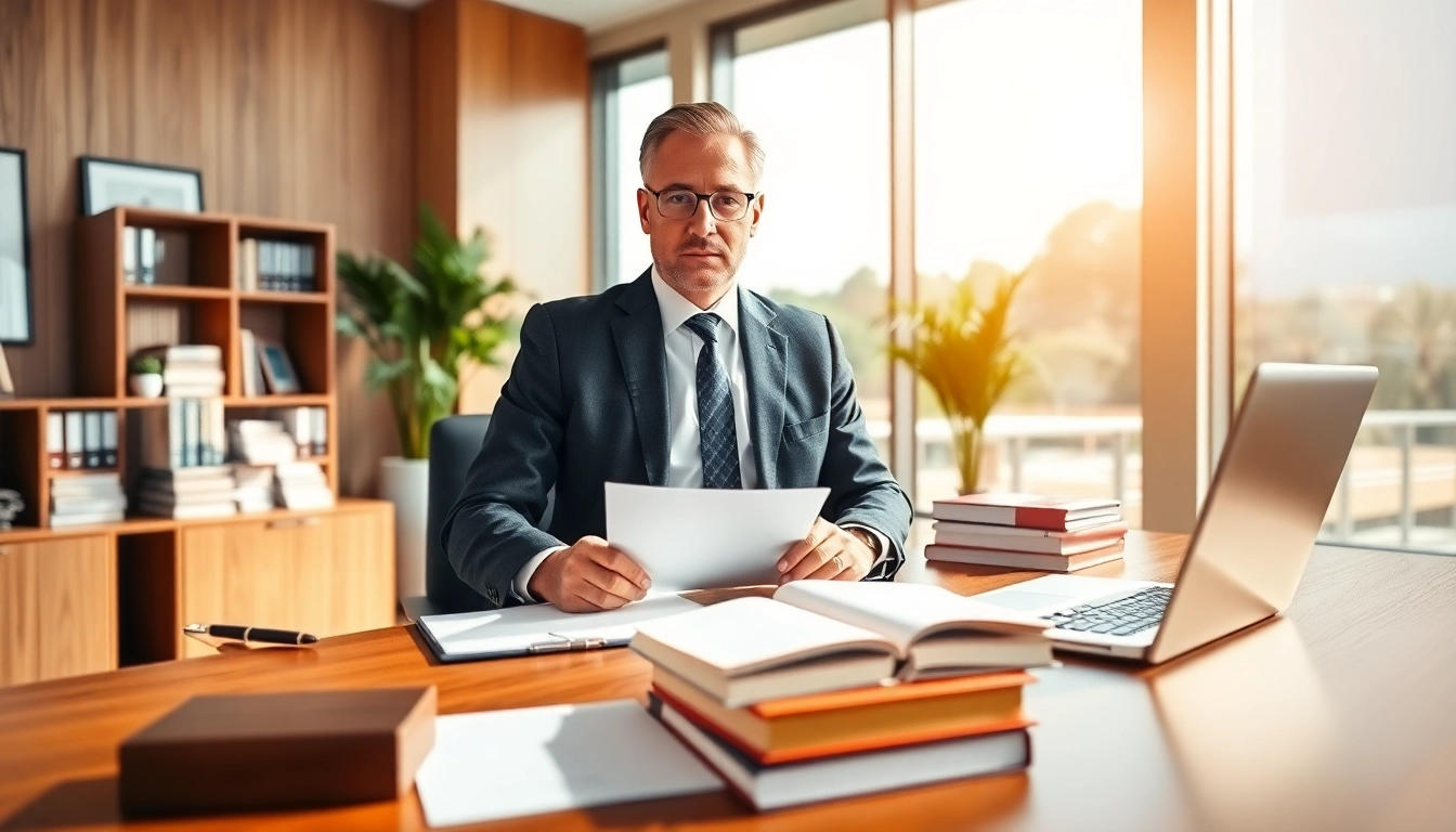 Showcasing a professional lawyer in an Australian office, conveying trust and legal expertise.