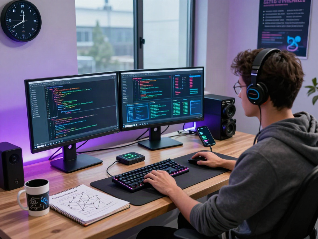 Cybersecurity expert bro138 analyzing data in a modern tech workspace, showcasing ethical hacking tools and security software.