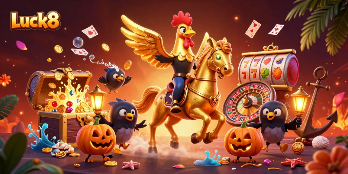 Experience excitement at Luck8 casino with golden rooster and dynamic gaming elements.
