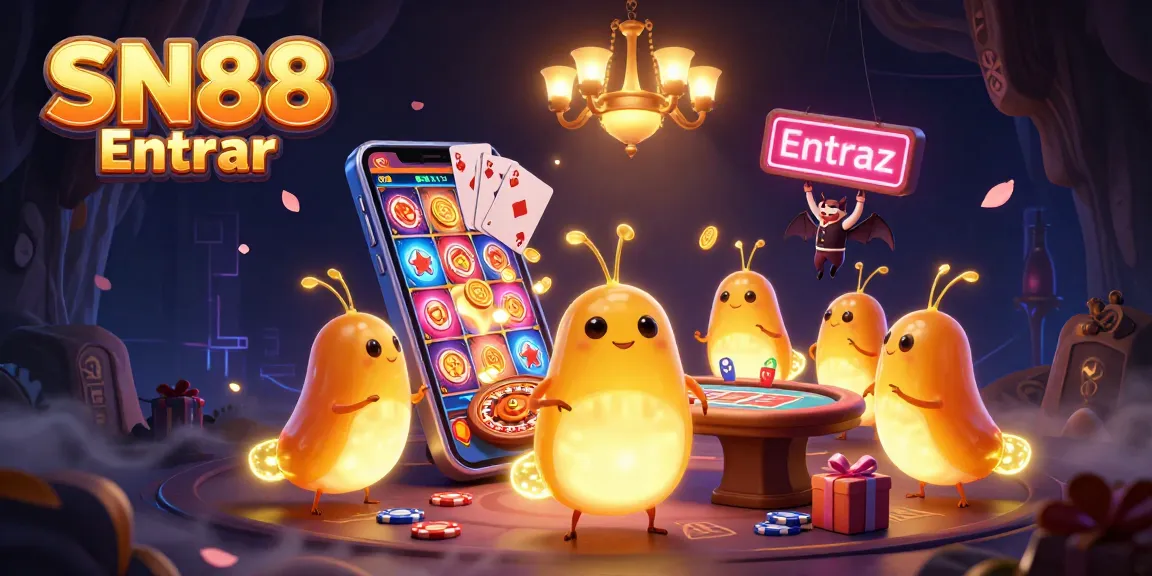 Experience the thrill with SN88 Entrar in a vivid 3D casino scene, featuring glowworms and a bat dealer.