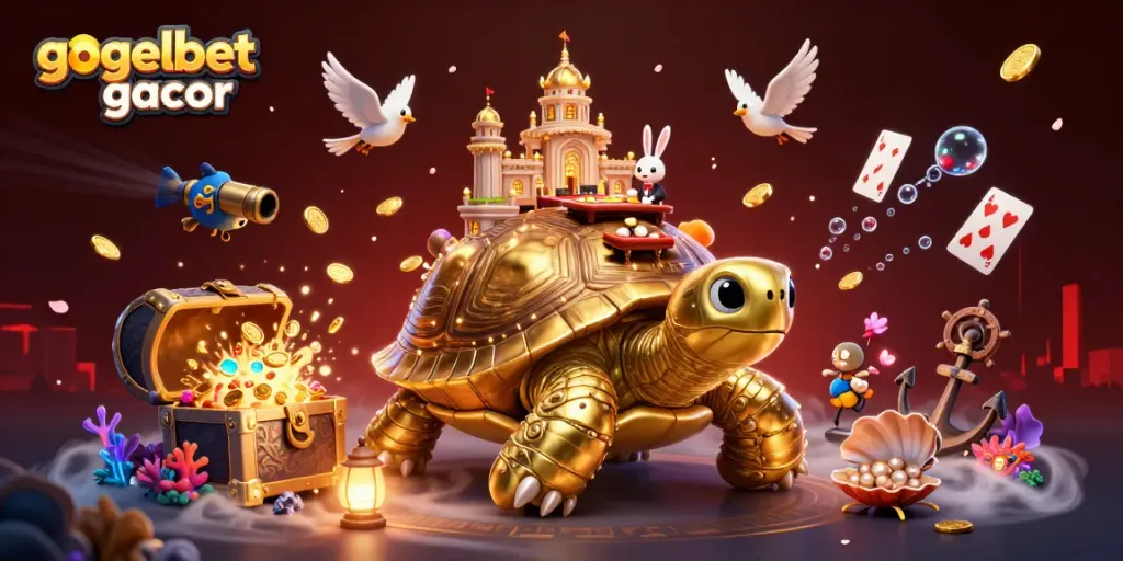 Gogelbet gacor menampilkan ilustrasi kasino 3D dengan karakter unik dan elemen permainan menarik.