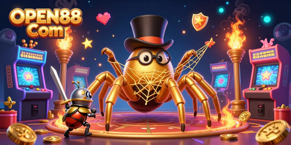 Engage with the enchanting world of OPEN88 Com as a colorful cartoon scene unfolds before your eyes.