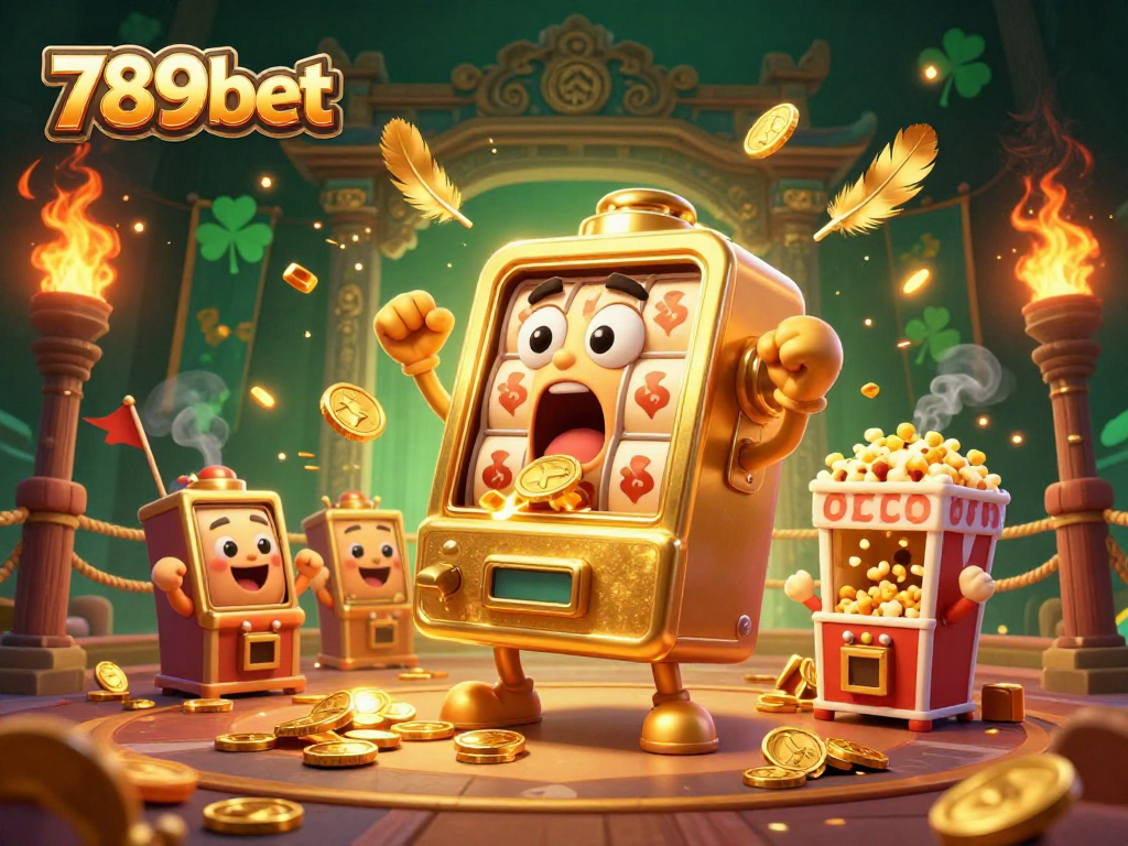 Experience the thrill of winning at 789bet with a dynamic slot machine scene bursting with gold coins.