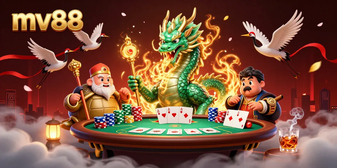 Experience thrilling gameplay at mv88 with dynamic poker action featuring a powerful jade dragon and sage.