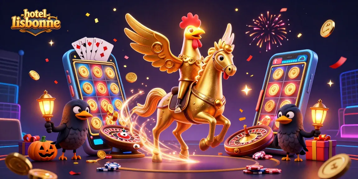 Engage in exciting games at hotel-lisbonne casino featuring vibrant 3D illustrations of gaming adventures.