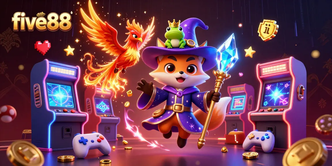 Experience thrilling gaming action at five88 with vibrant 3D characters and arcade elements.