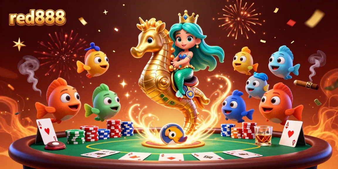 Join the fun at red888 with vibrant casino action featuring mermaids, chips, and poker!
