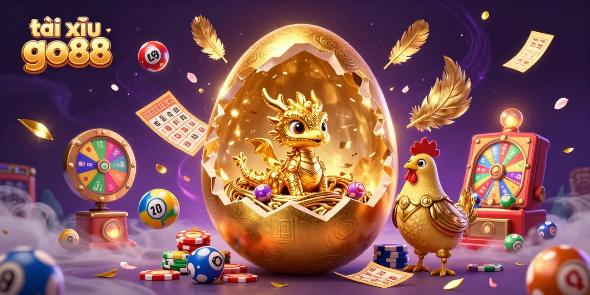 Engage in tài xỉu go88 with a vibrant, magical online casino atmosphere featuring a golden dragon.
