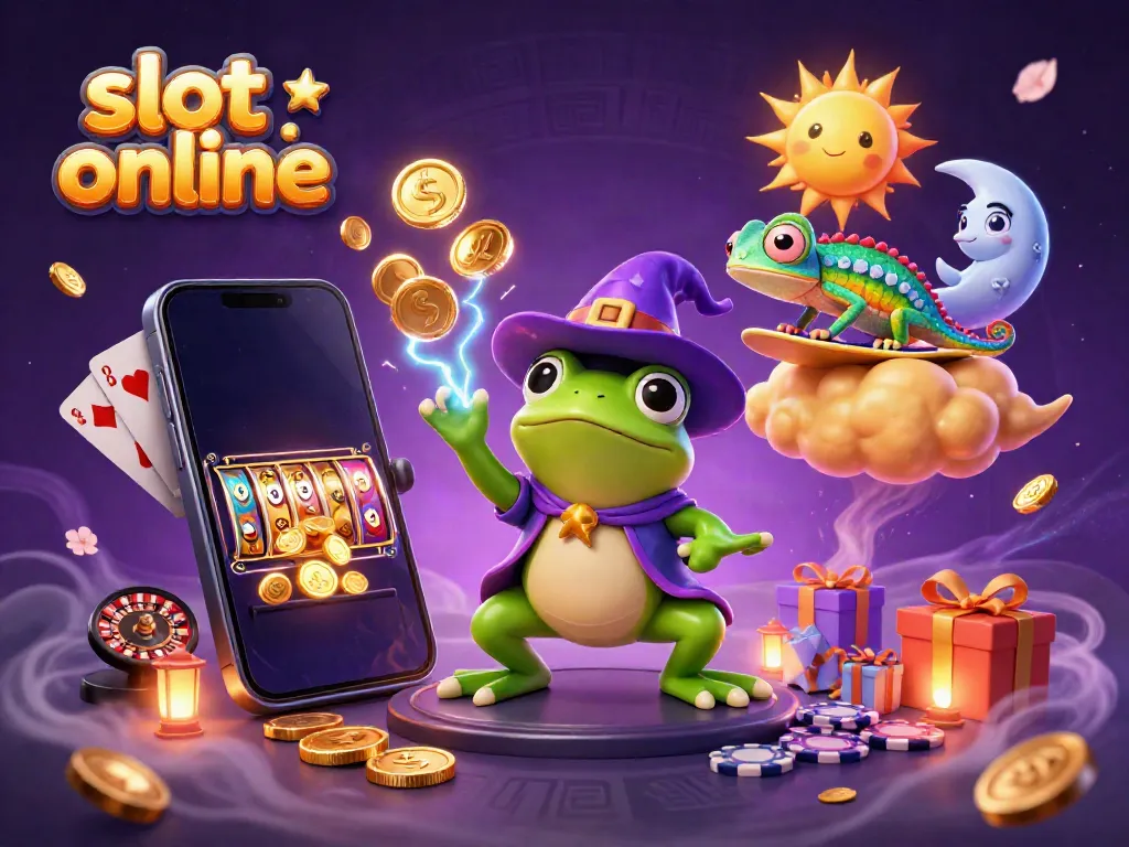 Memainkan slot online dengan karakter ajaib seperti katak cuaca dan chameleon pelangi.