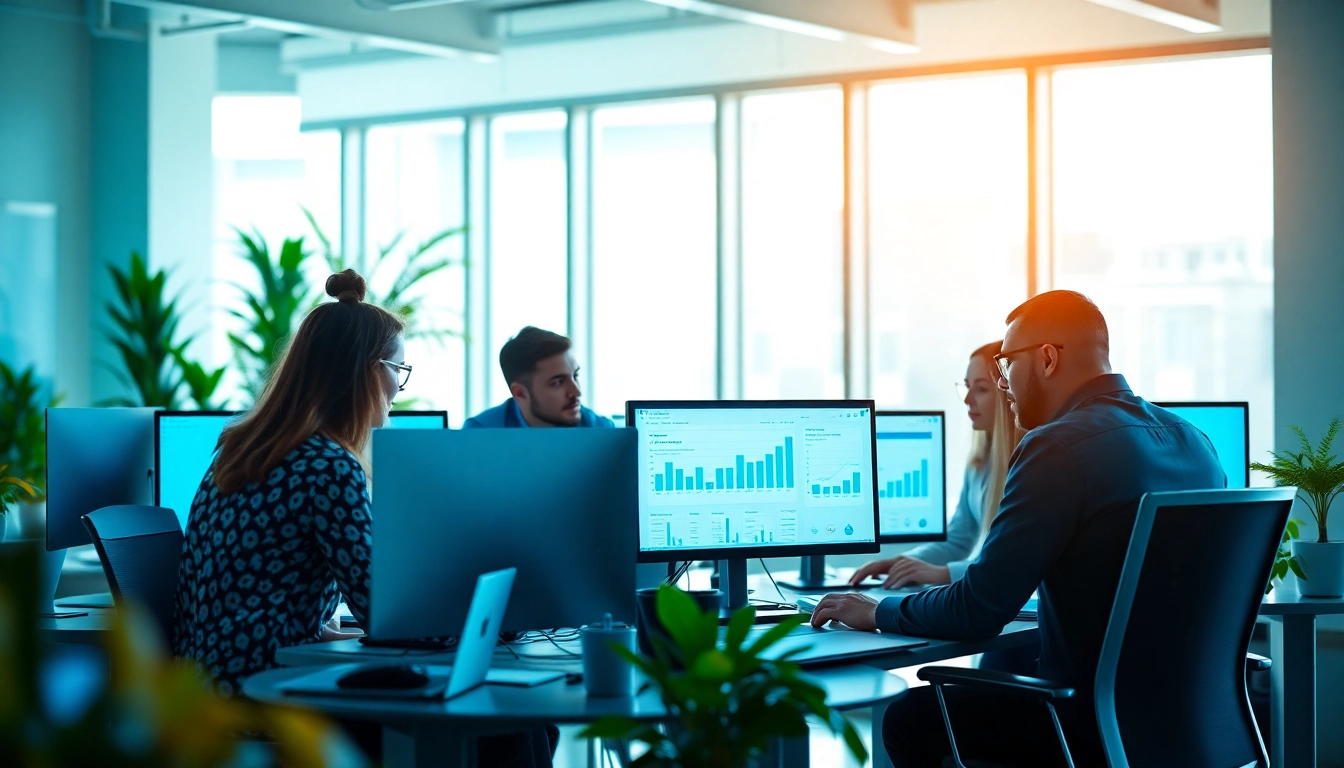 Implement effective Search Engine Optimization Clearwater strategies with a skilled marketing team collaborating in an office.
