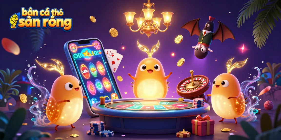 bắn cá thợ săn rồng showcases glowworms in a vibrant underwater casino, featuring fish shooting elements.