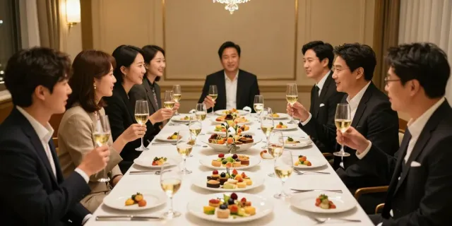 강남 구구단에서 우아한 모임을 즐기는 모습, 독립된 룸에서의 즐거운 시간.