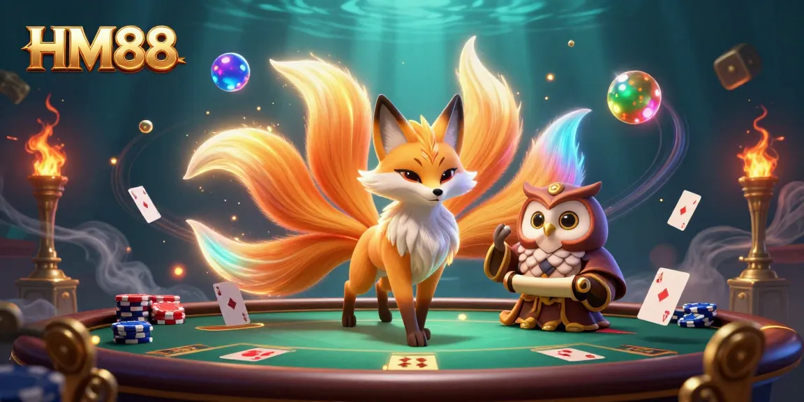 Engage with HM88 in an exciting poker showdown featuring vibrant characters and dynamic game elements.