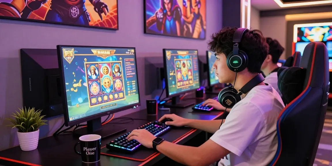 Engaging online player enjoying slot depo 5k experience in modern digital casino with vibrant colors.