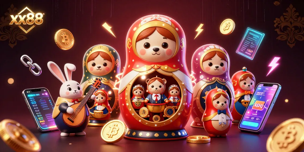 Win big at xx88 with a lively 3D scene of casino characters and crypto elements.