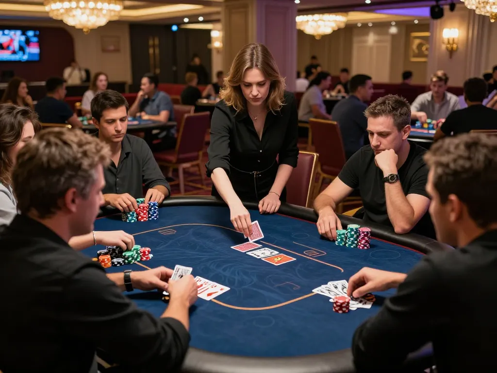 Players engage in thrilling poker gameplay at 789 casino, showcasing dynamic interactions and strategic moves.