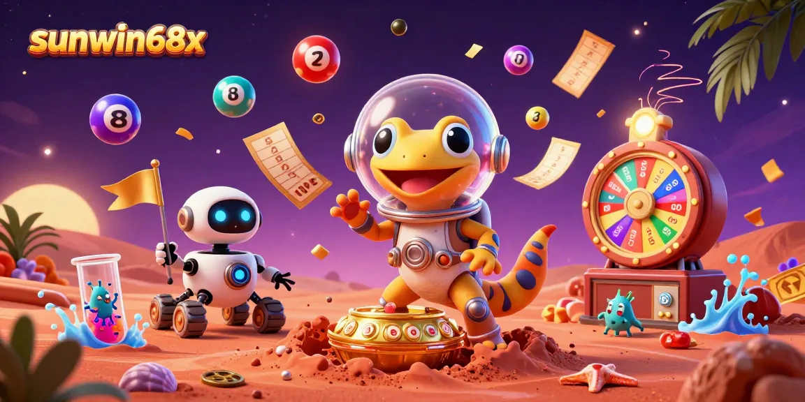 Experience the thrilling world of sunwin68x with a Martian gecko exploring a golden casino.