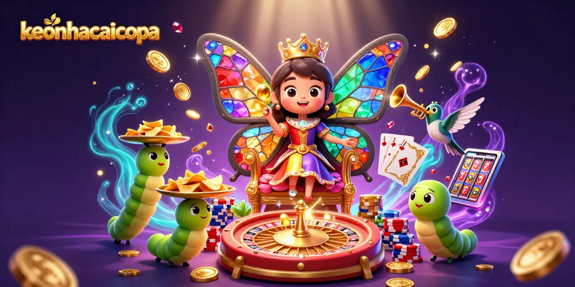Experience the magic of keonhacaicopa as the butterfly queen reigns over enchanting casino realms, surrounded by fortune.