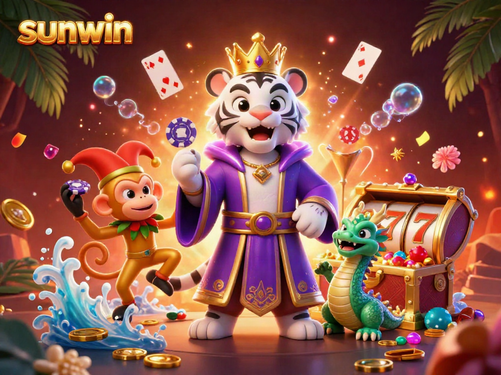 Experience thrilling gameplay with sunwin, as a tiger and monkey bring vibrant casino energy to life.
