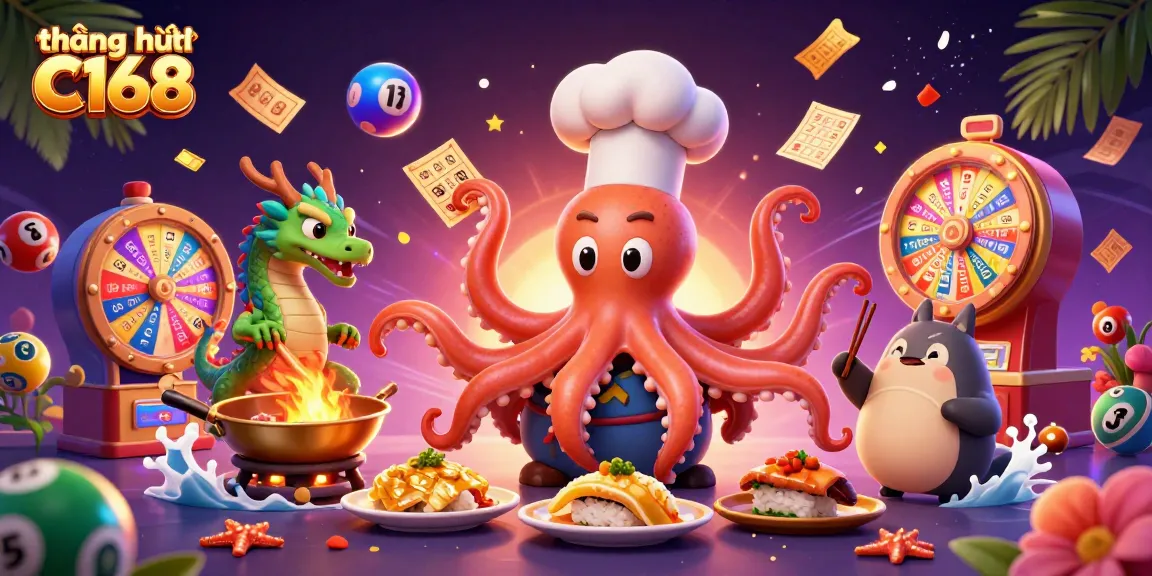 Play and win with thương hiệu C168 in this vibrant casino-themed illustration showcasing lottery fun.