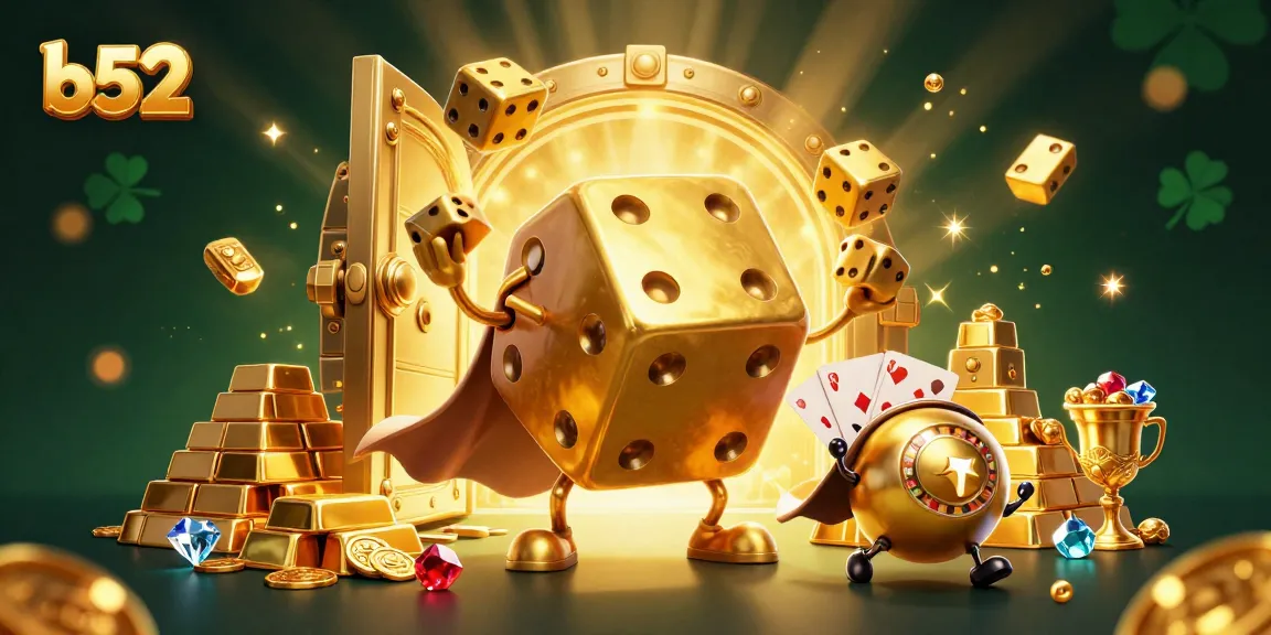 Spin and win with B52's dynamic gaming experience featuring golden dice and treasures!